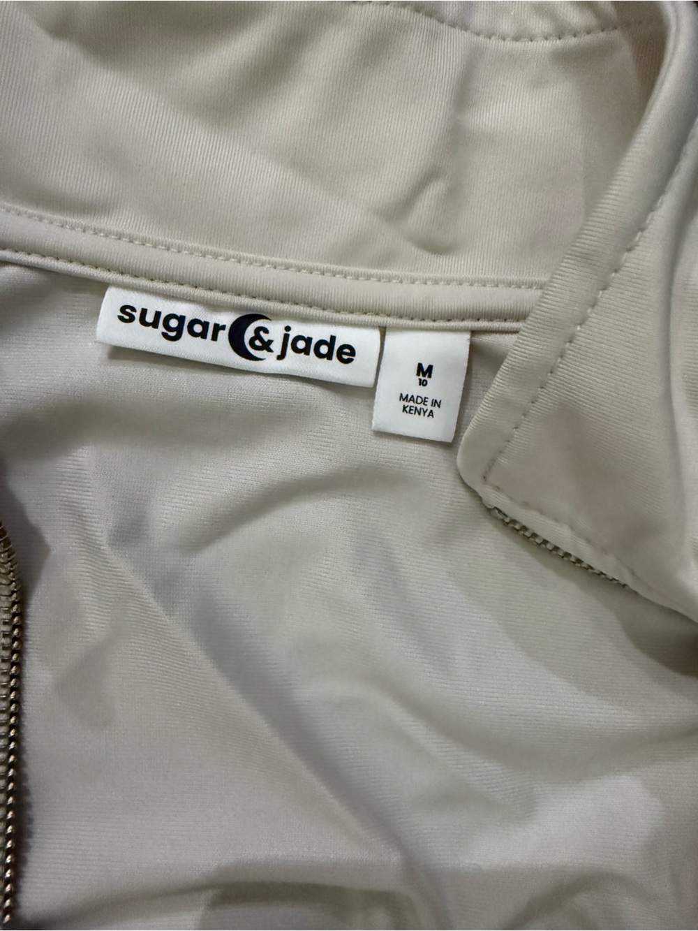 Girls active Cream Drawstring Wide-Leg Sweatpants with Pink Accent Tank & Jacket - Picture 5 of 8